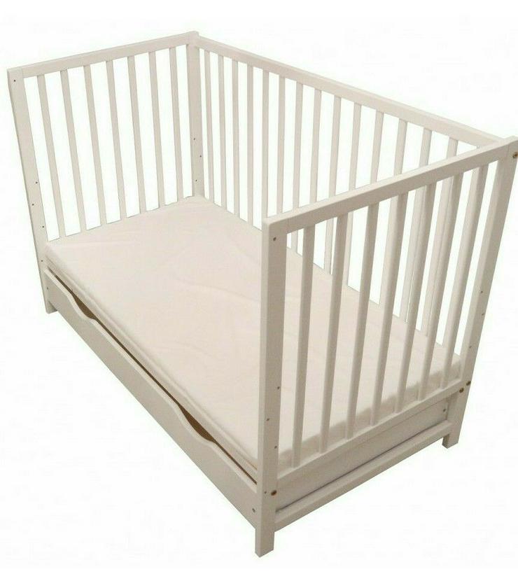 Gitterbett Babybett Kinderbett Schublade DOMIŚ 60x120 Juniorbett weiß Bettkasten - Betten - Bild 1