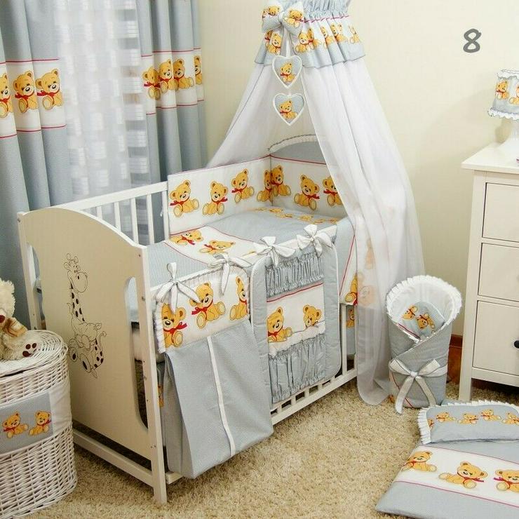 Bild 2: 18tlg. Bettwäsche mit Betthimmel + Bettwäsche für Kinderwagen Babybettwäsche