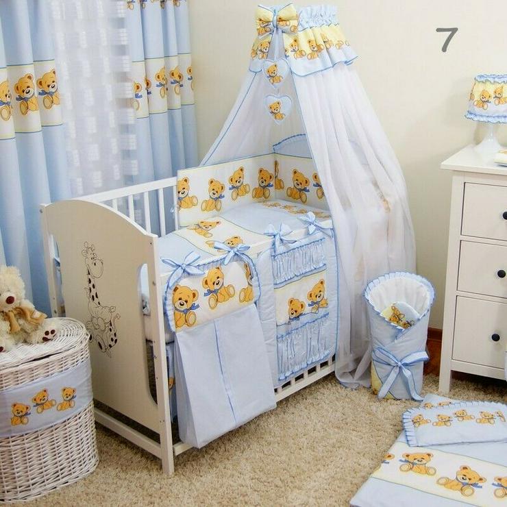 Bild 1: 18tlg. Bettwäsche mit Betthimmel + Bettwäsche für Kinderwagen Babybettwäsche
