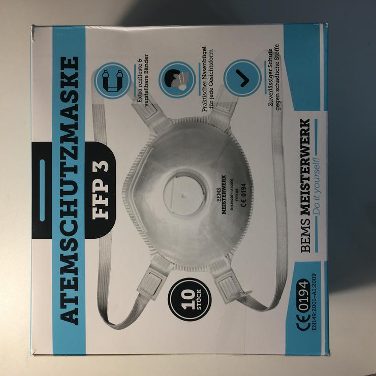 Bild 1: 5 neue Atemschutzmasken mit Ventil FFP3 BEMS MEISTERWERK Made in Germany
