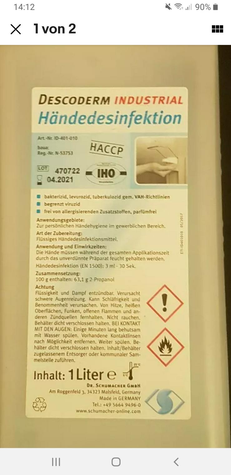 Descoderm Industrial 1000 ml oder Descoderm viral  500 ml - Hygiene & Desinfektion - Bild 1