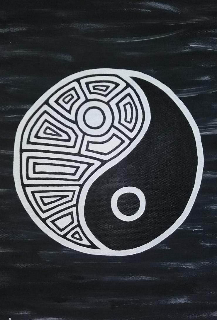 #Gemälde #Kunstwerk Yin und Yang #Buddha #Bild schwarz weiß - Gemälde & Zeichnungen - Bild 2