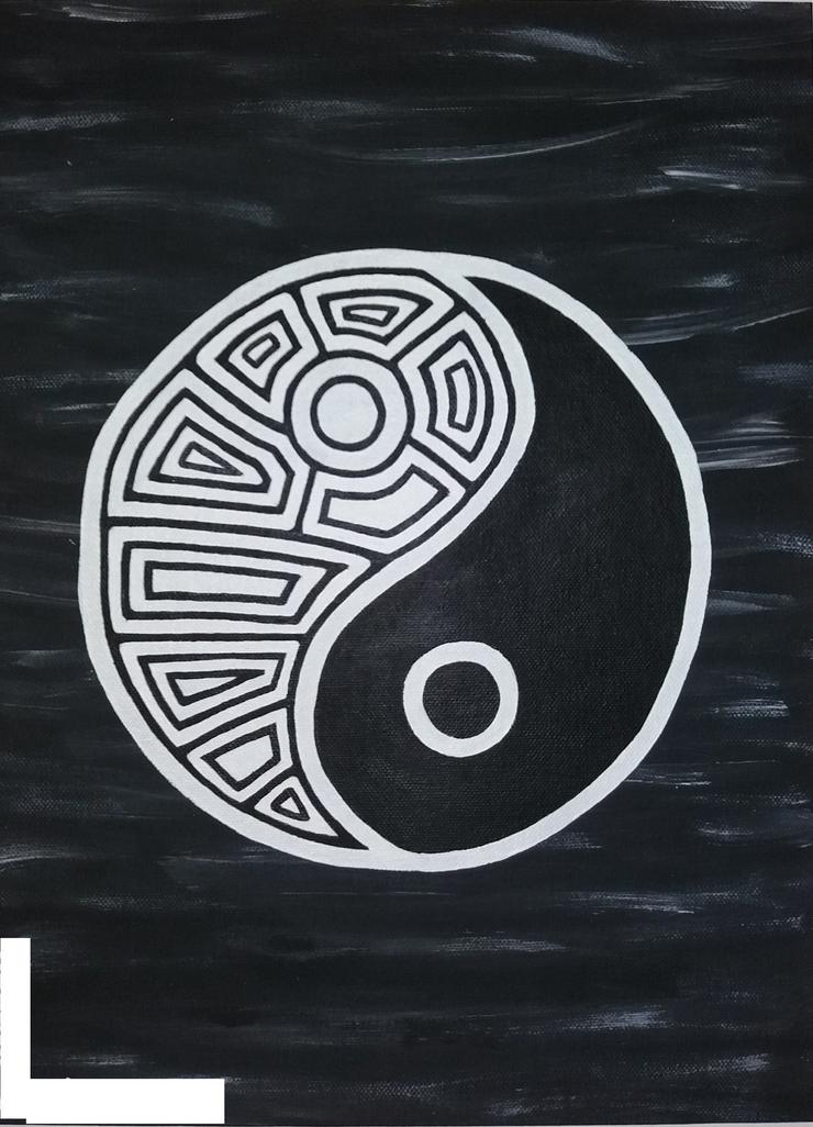 #Gemälde #Kunstwerk Yin und Yang #Buddha #Bild schwarz weiß - Gemälde & Zeichnungen - Bild 1