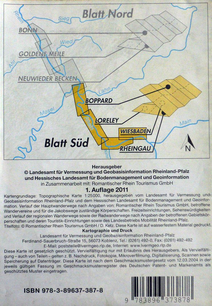 Bild 2: Karte Rad- und Wanderwege Rhein Süd