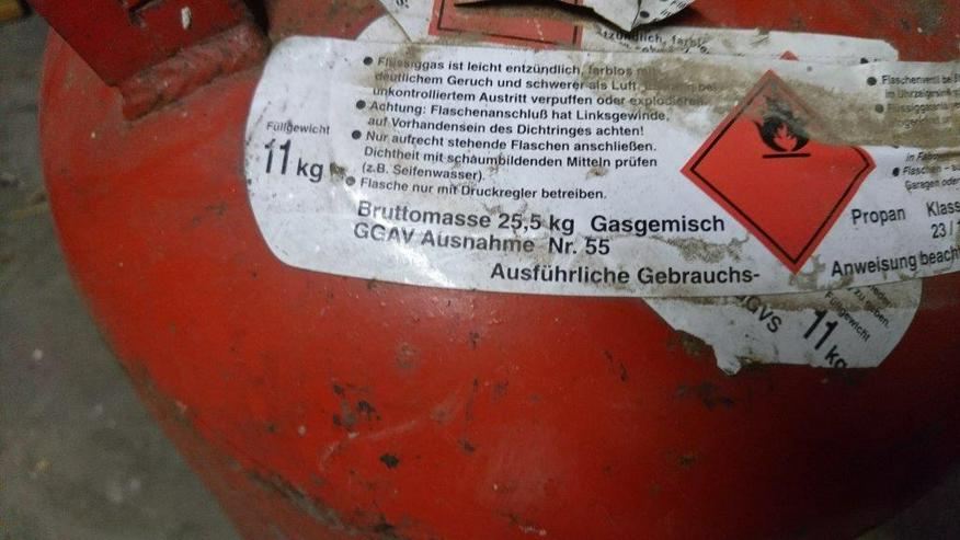 Bild 7: Flüssig- Camping-Gasflasche, Leih/Mietflasche rot von Fa. Progas 11kg Füllgewicht. Ohne Gasfüllung  zum Sonderpreis von 15 E