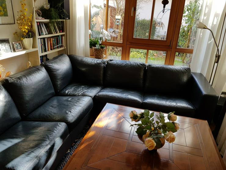 Hochwertige Leder-Eckcouch, dunkelblau - Sofas & Sitzmöbel - Bild 1