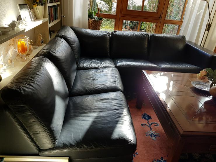 Hochwertige Leder-Eckcouch, dunkelblau - Sofas & Sitzmöbel - Bild 2