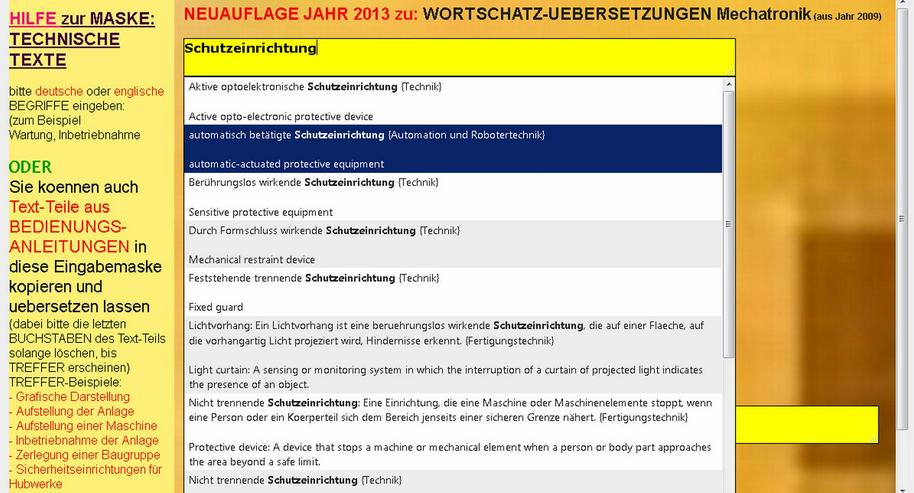 Bild 8: german-english translator: machine tools- electromechanical components- switching devices- pneumatics- hydraulics