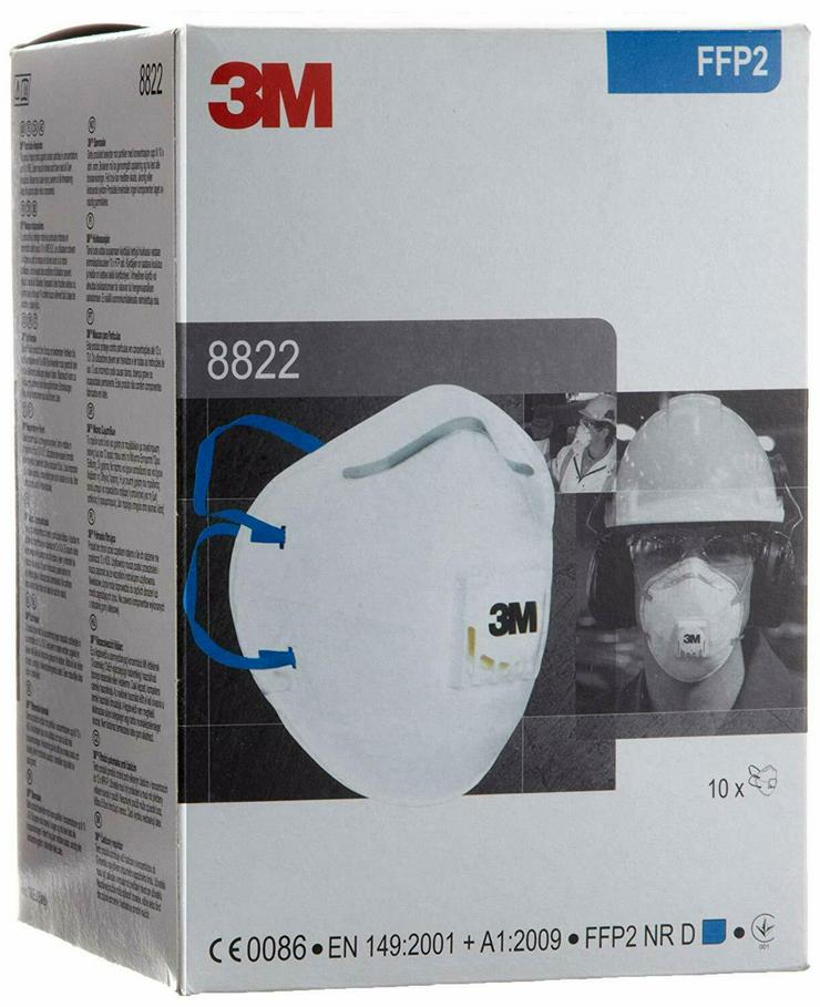 3M 8822 Ventil Schutzmaske 10 Stück Box Schutzmasken Atemschutzmasken FFP2 ( KN95 ) Masken DE VERSAND - Weitere - Bild 2