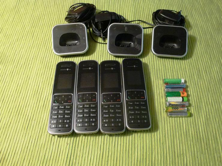 4 Mobilteile und 3 Ladeschalen SINUS 405 Opt. Akkus