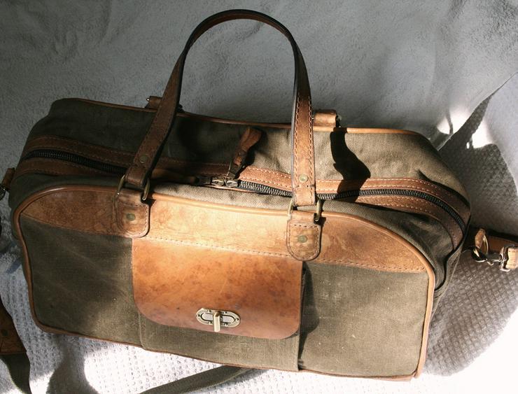 Bild 6: Canvas Travel Bag Leather Handmade