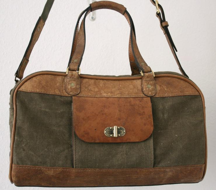 Bild 4: Canvas Travel Bag Leather Handmade