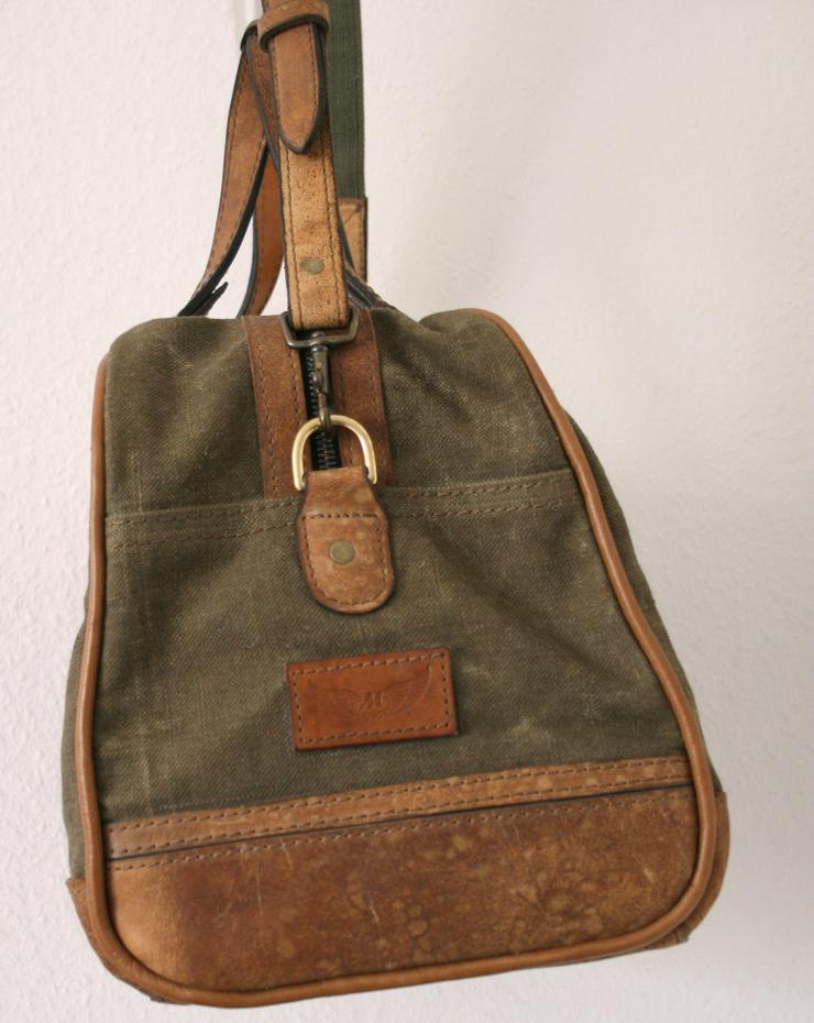 Bild 3: Canvas Travel Bag Leather Handmade