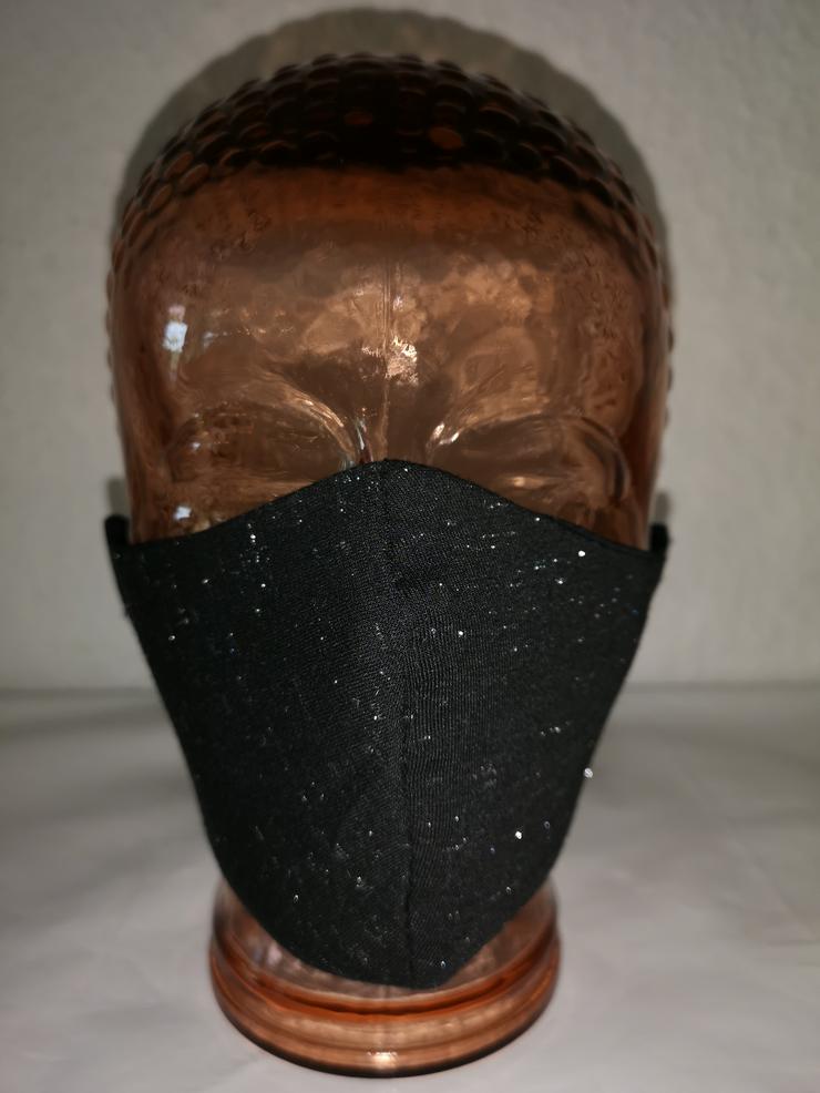 Bild 9: Gesichtsmaske Mundschutz schwarz weiß Nato camouflage glitzer