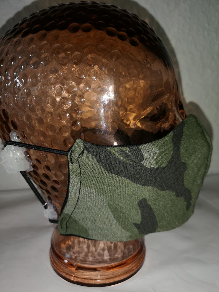 Bild 3: Gesichtsmaske Mundschutz schwarz weiß Nato camouflage glitzer