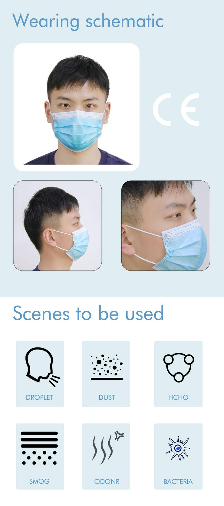 50 Stück Einwegmasken: 3-Lagige Masken Staubdichter Schutz Infektionssichere Schutzmasken Atemmasken - Hygiene & Desinfektion - Bild 4