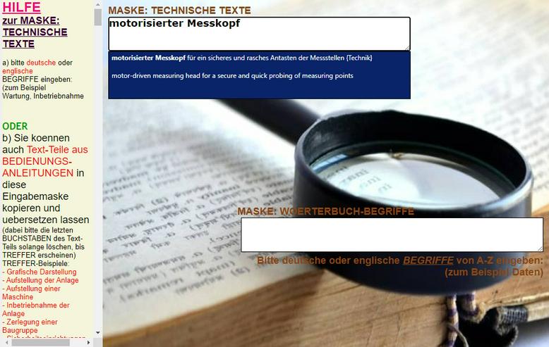 Bild 3: Uebersetzer: Woerterbuch mit Elektrotechnik-Text-Suche