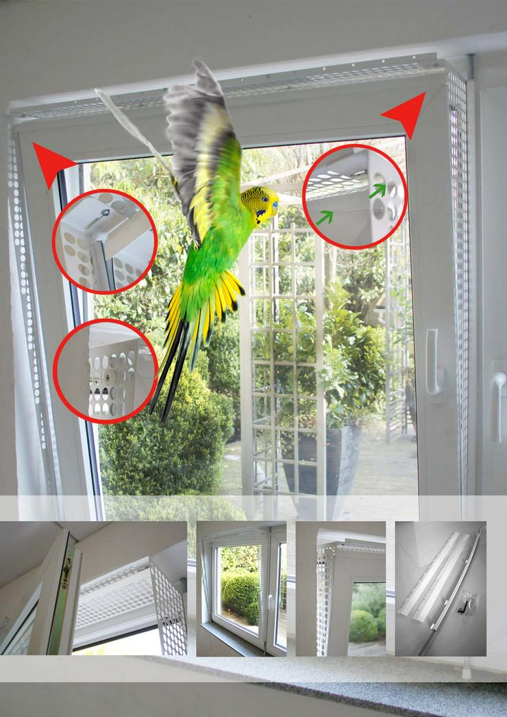 Kippfensterschutz für Vögel von austmetall, OHNE BORHEN OHNE KLEBEN, SYSTEM 4 + Wellizubehör - Käfigausstattung - Bild 1