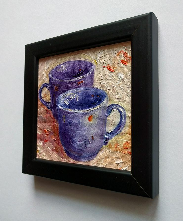 Kaffeetassen Ölgemälde, inkl. kleiner schwarzer Rahmen - Gemälde & Zeichnungen - Bild 3