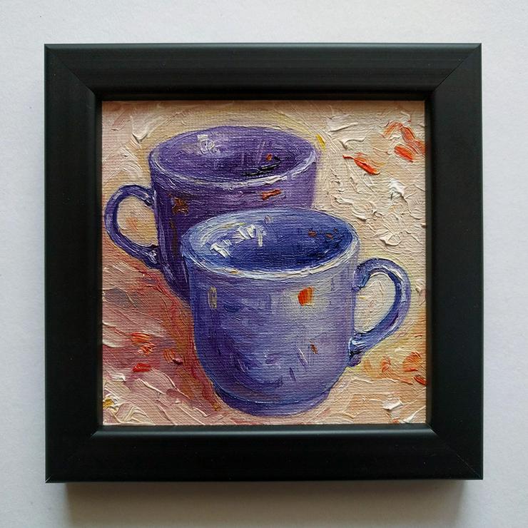 Kaffeetassen Ölgemälde, inkl. kleiner schwarzer Rahmen - Gemälde & Zeichnungen - Bild 2