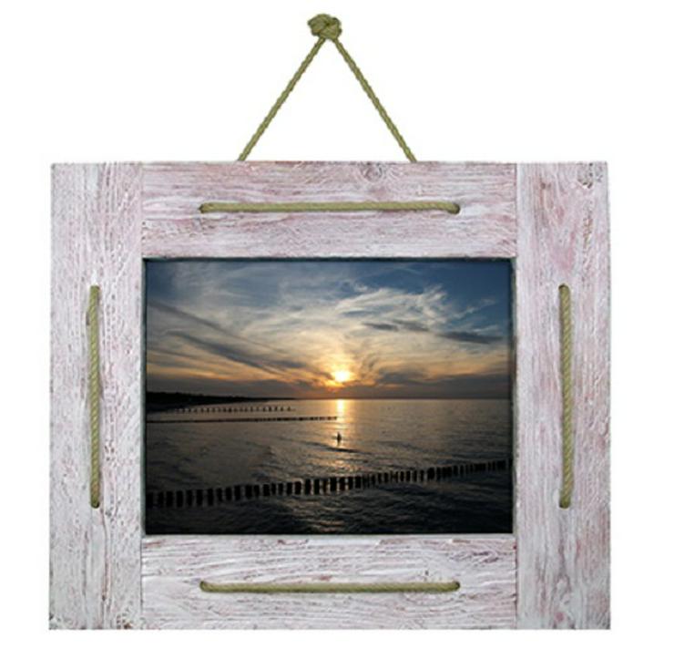Bild 1: Fotografie “Sonnenuntergang Ostsee“ in Holzbilderrahmen, Vintage-Style, 59 x 48,5 cm