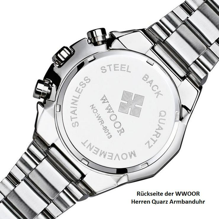 Bild 2: WWOOR Herren Edelstahl Armbanduhr