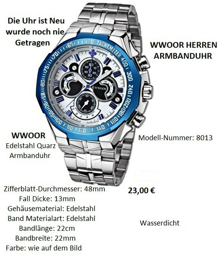 WWOOR Herren Edelstahl Armbanduhr