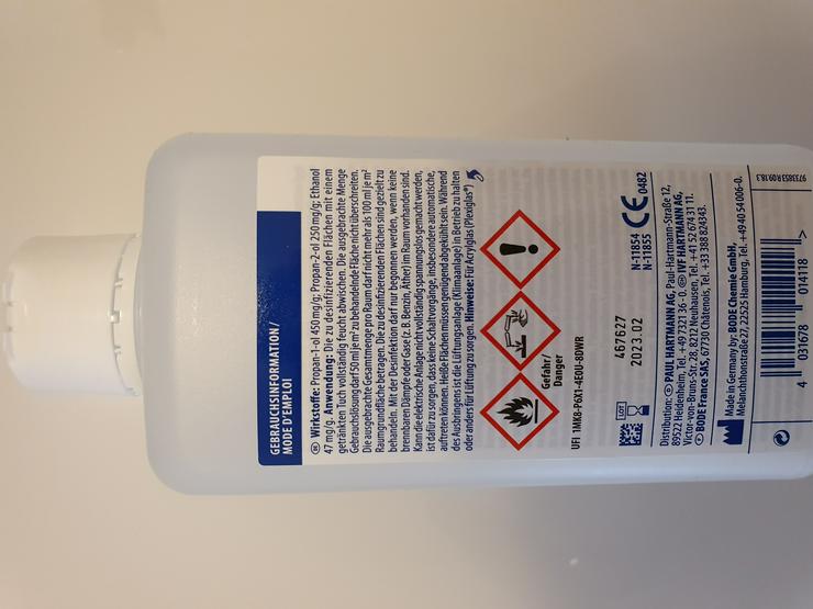 Bild 4: Desinfektionsmittel, Flächendesinfektionsmittel, Handschuhe Nitril, FFP3D Maske  Set