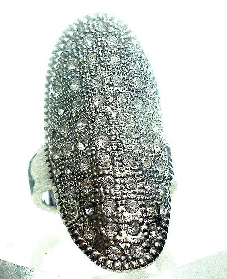 großer RING Ø 20mm Silberfarben GLITZERSTEINCHEN auffallend - Ringe - Bild 2