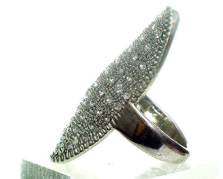 großer RING Ø 20mm Silberfarben GLITZERSTEINCHEN auffallend - Ringe - Bild 4