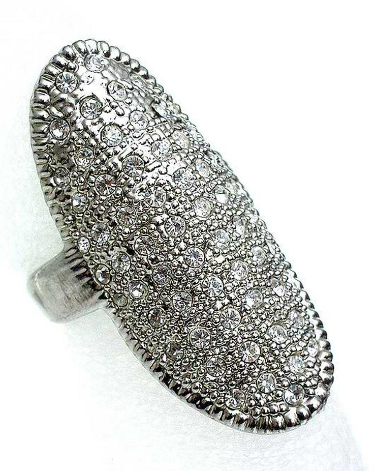 großer RING Ø 20mm Silberfarben GLITZERSTEINCHEN auffallend - Ringe - Bild 7