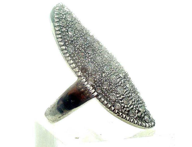großer RING Ø 20mm Silberfarben GLITZERSTEINCHEN auffallend - Ringe - Bild 3