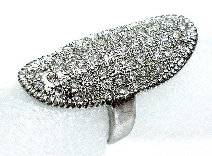 großer RING Ø 20mm Silberfarben GLITZERSTEINCHEN auffallend - Ringe - Bild 5