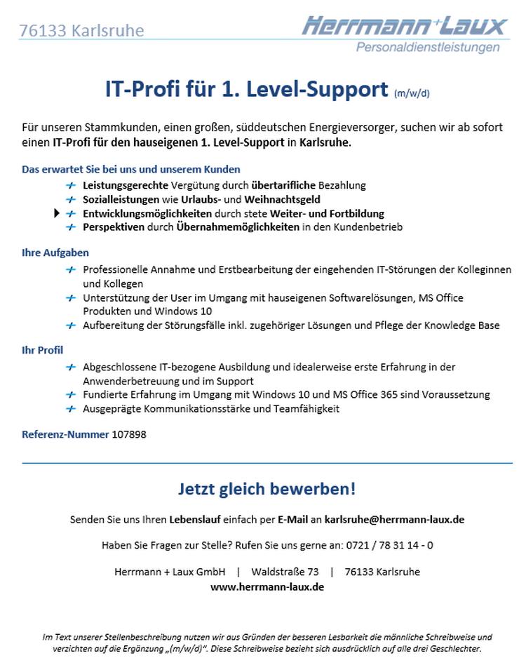 IT-Profi für 1. Level-Support (m/w/d) - Weitere - Bild 1