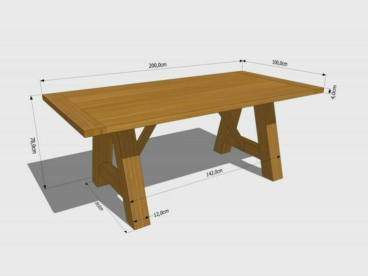 EICHENTISCH ESSTISCH MASSIVHOLZ LACKIERT TISCH 145-175x90x78cm 200x100x78cm - Esstische - Bild 8