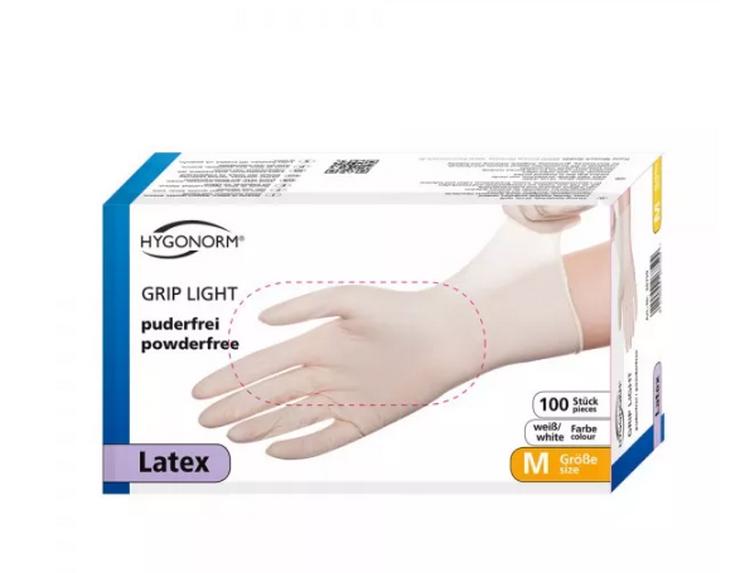 Bild 2: Hygonorm Latex-Handschuhe Grip Light puderfrei weiß Gr. S + M + L + XL