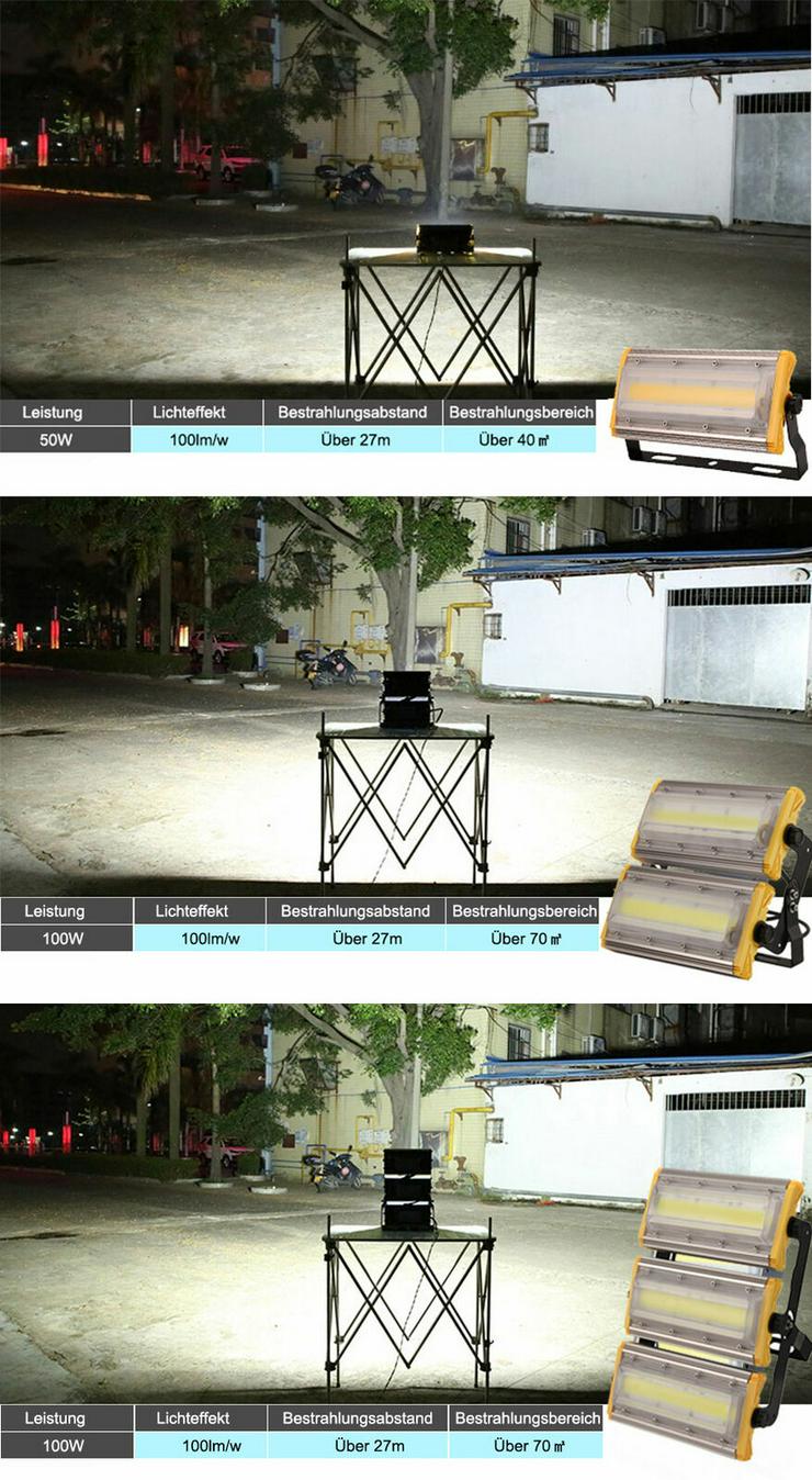 Bild 18: 100W COB LED Fluter Außen Strahler Leuchte Scheinwerfer Flutlicht Baustrahler