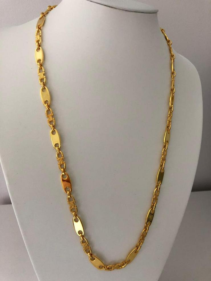 Plattenkette - 8mm breit x 60/65/70cm lang - silber 925 mit 18k Echtgold Vergoldung - Halsketten & Anhänger - Bild 4