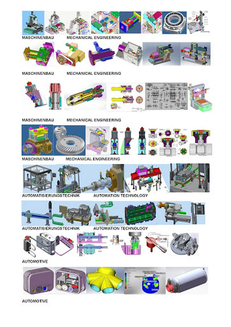 Bild 2: CAD mechanische Konstruktionen, Schwerpunkt Entwicklung, Maschinenbau, Werkzeugmaschinen, Automatisierung, Automotive, Mechatronik und Elektrotechnik. 