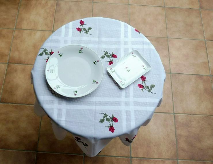 Bild 3: Kuchenplatte + Vorlegeplatte + Mitteldecke  Rosendekor