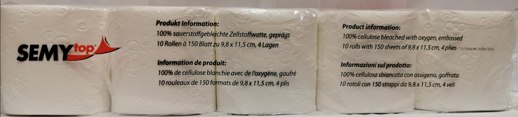 Toilettenpapier 4-lg. Zellstoff, 150 Blatt 10 Rollen - Hygiene & Desinfektion - Bild 2