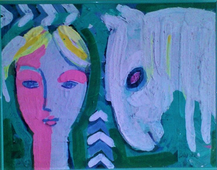 Jaroslav Blazek, Weißes Pferd, Öl, - Gemälde & Zeichnungen - Bild 1