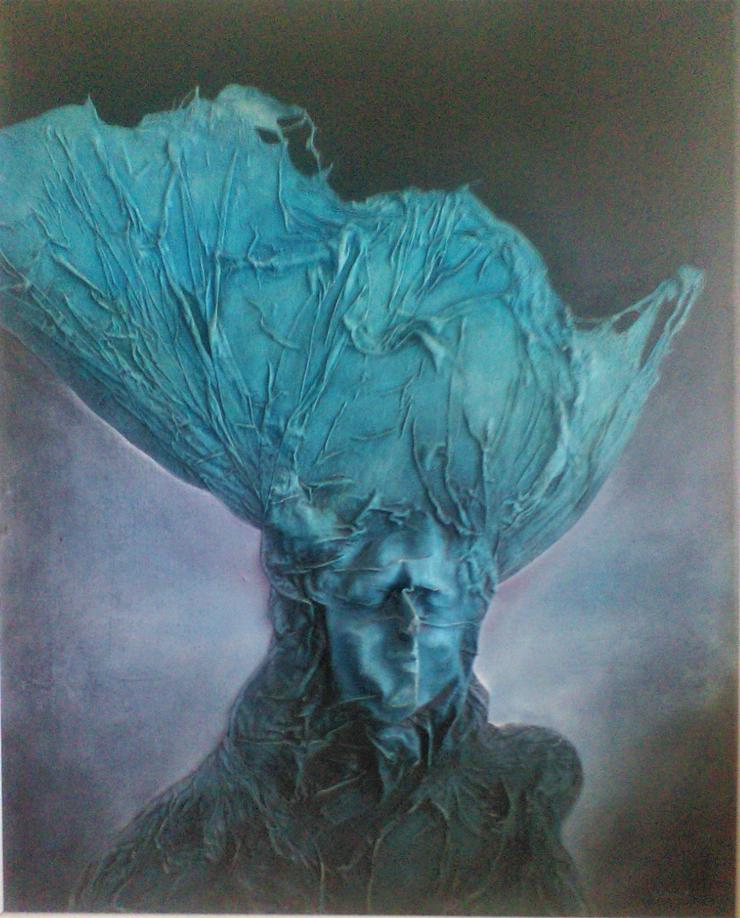 Mlha (Milos Uhrín) - Blaues Haar, Plastikölgemälde