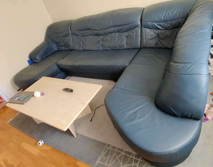 Wohnzimmerecke, Echtes Leder 3,2 m Breite, dunkelblau - Sofas & Sitzmöbel - Bild 2