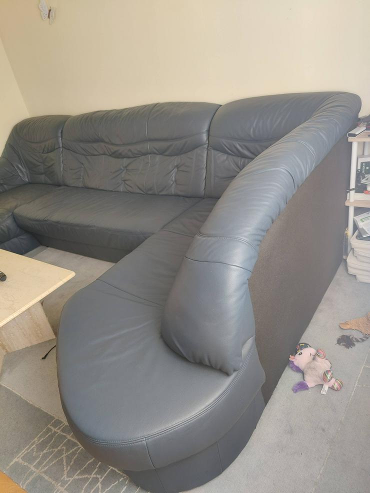 Wohnzimmerecke, Echtes Leder 3,2 m Breite, dunkelblau - Sofas & Sitzmöbel - Bild 3