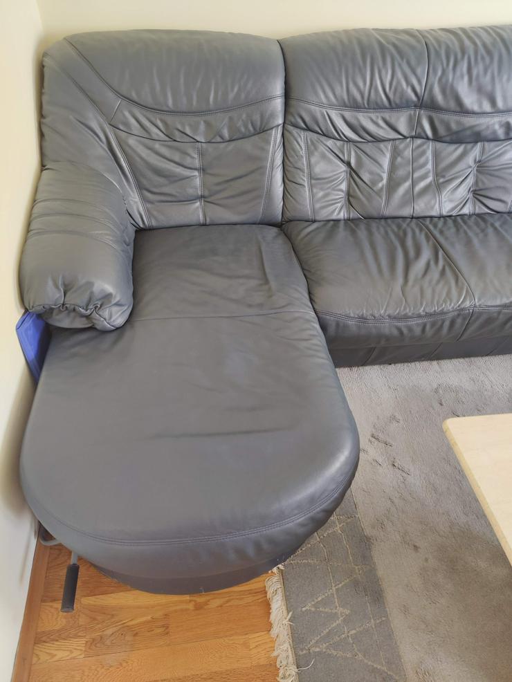 Wohnzimmerecke, Echtes Leder 3,2 m Breite, dunkelblau - Sofas & Sitzmöbel - Bild 4