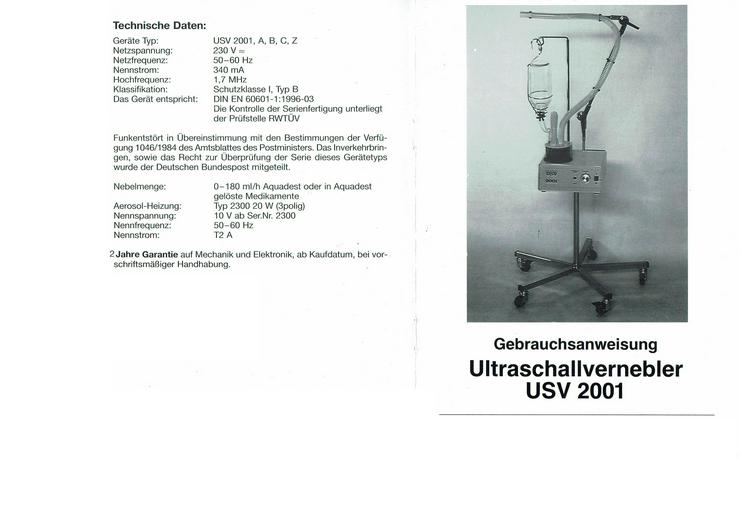 Ultraschallvernebler Inhaliergerät USV 2001 NEU mit 2 J.Garantie - Pflege & Gesundheit - Bild 6