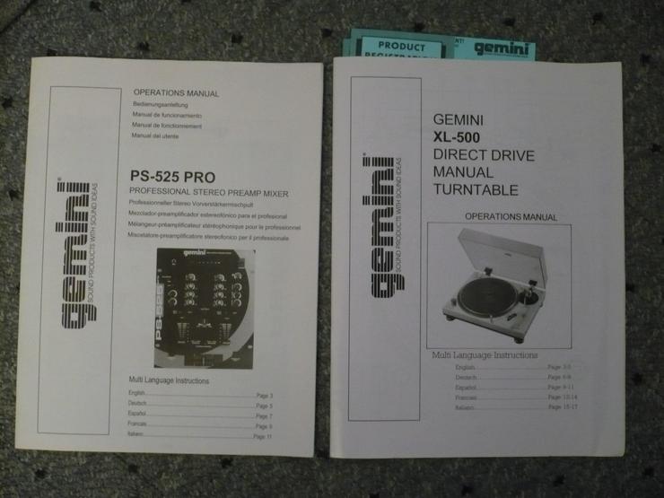 1x Gemini Plattenteller XL-500 + 1 Gemini Mixtable PSP-525 - DJ-Technik & PA - Bild 6
