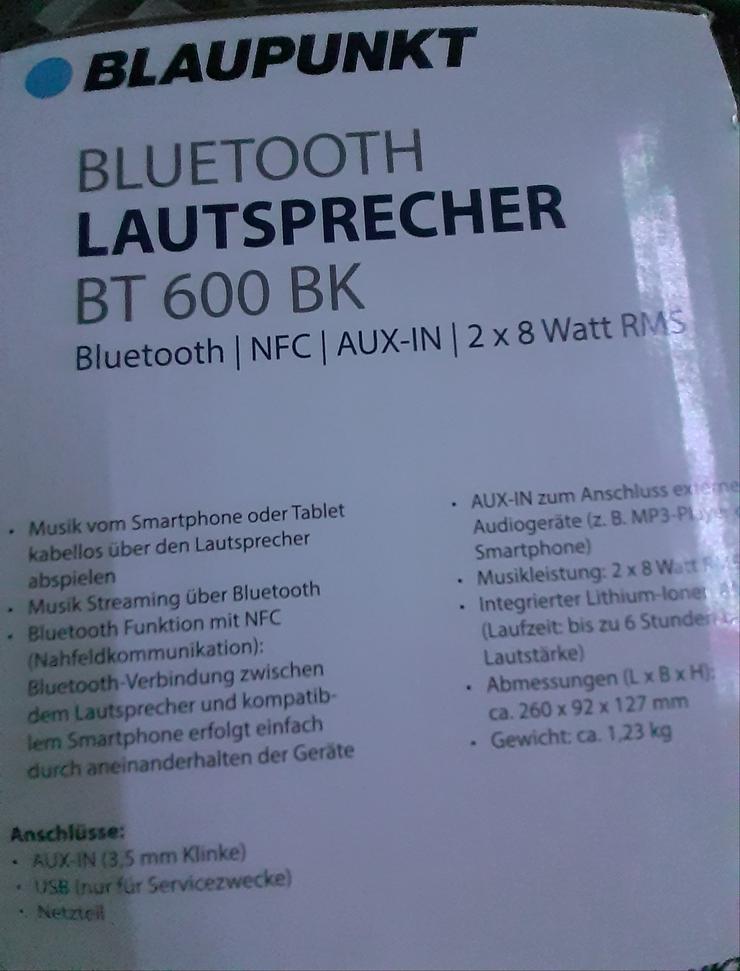 Bild 7: Bluetooth Lautsprecher BT 600 BK von Blaupunkt ( Neu )