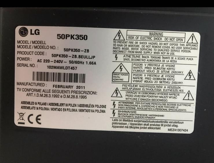 Fernseher LG 50PK350 50 Zoll defekt  - > 45 Zoll - Bild 2